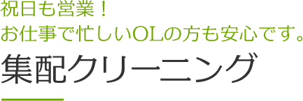 祝日も営業！お仕事で忙しいOLの方も安心です。集配クリーニング。